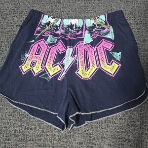 AC/DC Blue Athletic Shorts with Logo